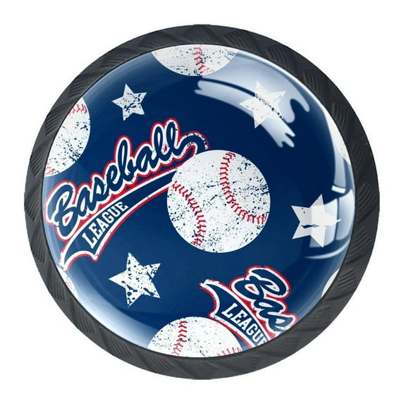 4 Pcs Baseball Knobs for Kitchen Cabinet Cupboard Dresser Bookcase Drawer Pulls Handles Round Home Decor