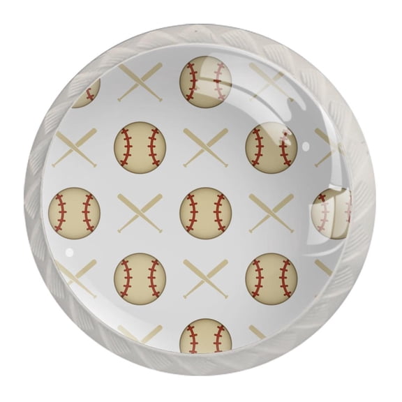 4 Pcs Baseball Knobs for Kitchen Cabinet Cupboard Dresser Bookcase Drawer Pulls Handles Round Home Decor