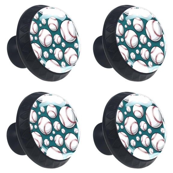4 Pcs Baseball Knobs for Kitchen Cabinet Cupboard Dresser Bookcase Drawer Pulls Handles Round Home Decor