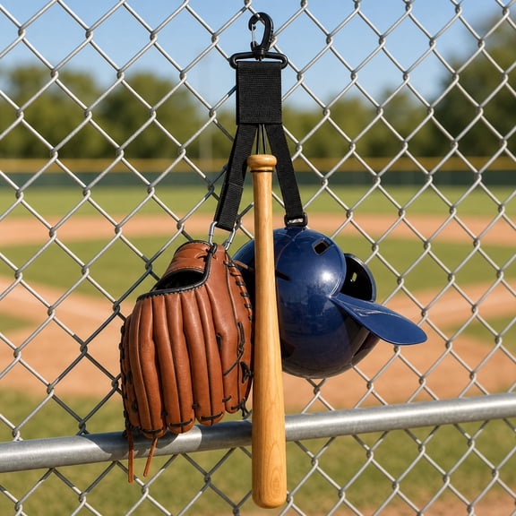 4 Pcs Baseball Softball Gear Hanger, 3 in 1 Bat Holder with Helmet Hook and Glove Clip for Summer Baseball Training, Fence Organizer, Sports Equipment Storage and Backpack Accessories