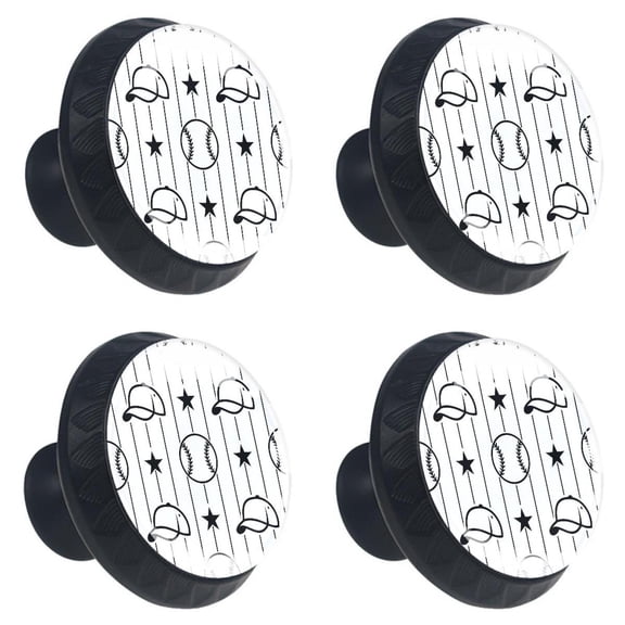 4 Pcs Baseball Sport Knobs for Kitchen Cabinet Cupboard Dresser Bookcase Drawer Pulls Handles Round Home Decor