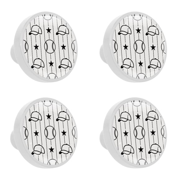 4 Pcs Baseball Sport Knobs for Kitchen Cabinet Cupboard Dresser Bookcase Drawer Pulls Handles Round Home Decor