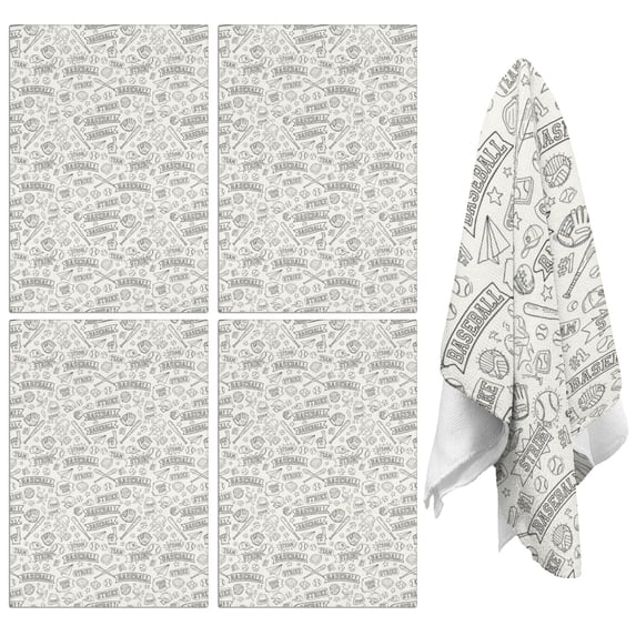 4 Pcs Baseballs and Text Light Beige Pattern Funny Kitchen Towels, Microfiber Dish Towels, Kitchen Tea Towels Set 18" X 26"