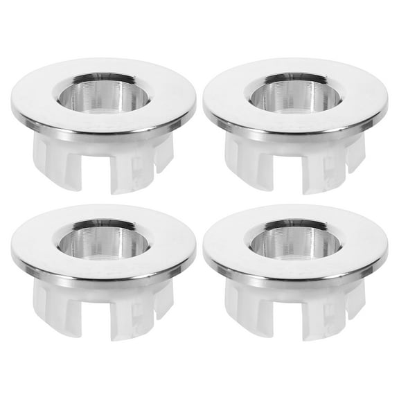 Copper Sink Basin Overflow Covers 4 Pieces Silver for Wash Basin Practical Durable 0.5 Inch