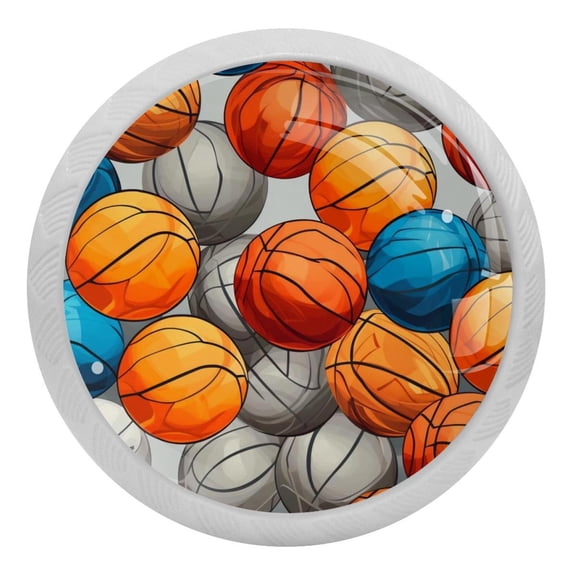 4 Pcs Basketball Ball Sport Crystal Glass Drawer Knob Pull Handle Ergonomic 30mm Glow in The Dark Furniture Cabinet Handle for Kitchen Dresser Cupboard Wardrobe