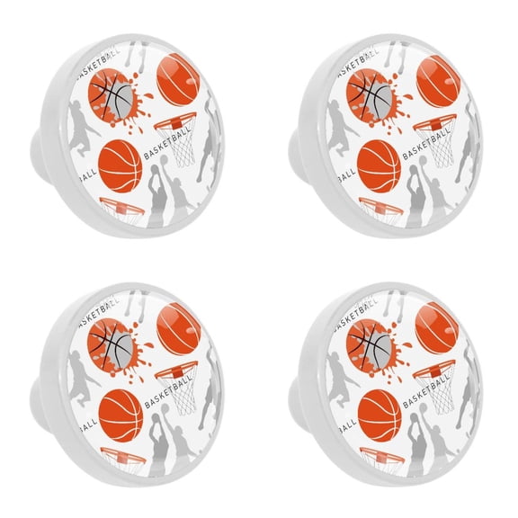 4 Pcs Basketball Knobs for Kitchen Cabinet Cupboard Dresser Bookcase Drawer Pulls Handles Round Home Decor