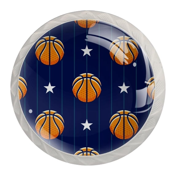 4 Pcs Basketball Sport Knobs for Kitchen Cabinet Cupboard Dresser Bookcase Drawer Pulls Handles Round Home Decor