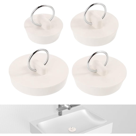 4 Pcs Bath Plugs,Bath Plugs Universal Sink Plug Replacement with Hanging Ring,Rubber Bathtub Plug Sink Stopper with Hanging Ring for Kitchen, Bathtub, Bathroom (4 Sizes)