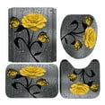 thumbnail image 1 of 4 Pcs Bathroom Set, Red Rose Shower Curtain Sets, Floral Shower Curtain Sets with Rugs(Bath Mat,U Shape and Toilet Lid Cover Mat) and 12 Hooks Yellow, 1 of 9