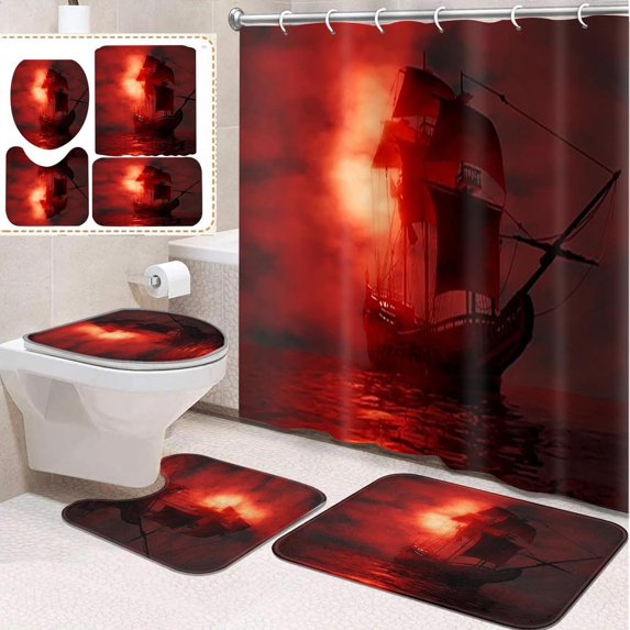 4 Pcs Bathroom Sets with Shower Curtain and Rugs, Galaxy Believe It Our, Bathroom Decor Planet Earth Star Universe Shower Curtain Sets for Bathroom Decor