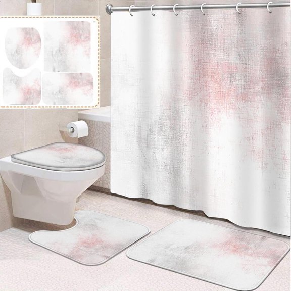 4 Pcs Bathroom Sets with Shower Curtain and Rugs, Kids Car Tractor Truck, Bathroom Decor Construction Cool Cute Green Shower Curtain Sets for Bathroom Decor