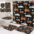 thumbnail image 1 of 4 Pcs Bathroom Sets with Shower Curtain and Rugs, Kids Car Tractor Truck, Bathroom Decor Farm Orange Vehicle Cute Shower Curtain Sets for Bathroom Decor, 1 of 4