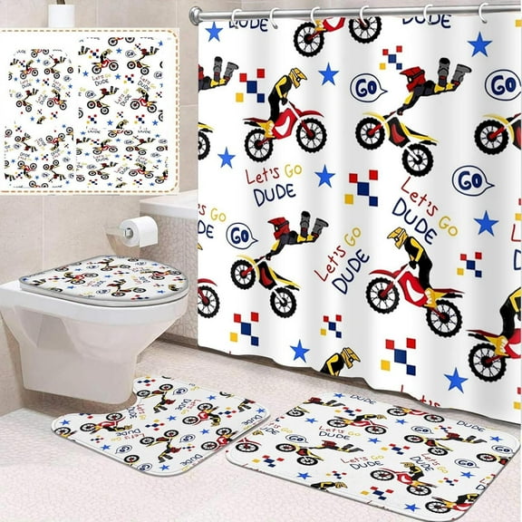 4 Pcs Bathroom Sets with Shower Curtain and Rugs, Dog My Paw Retro, Bathroom Decor Life Side It White Shower Curtain Sets for Bathroom Decor