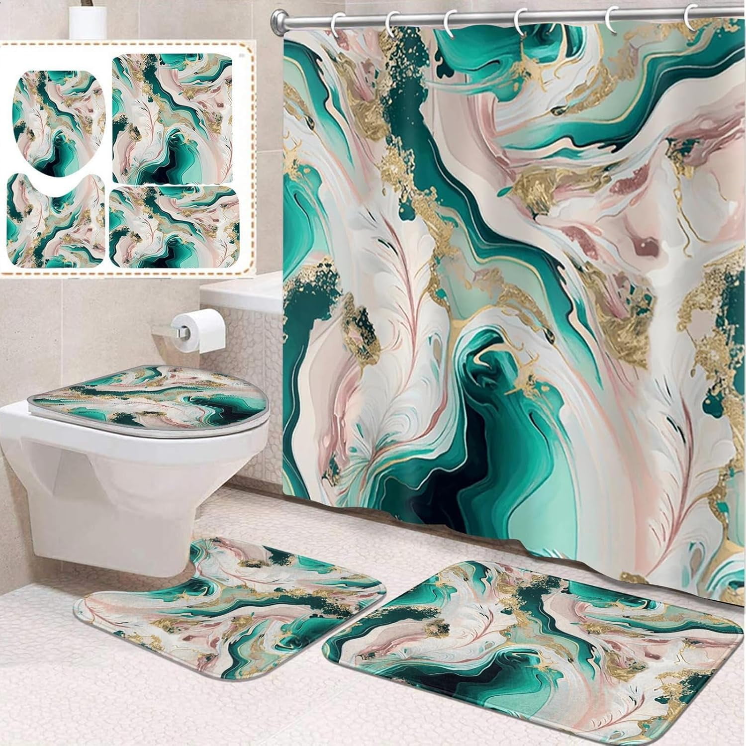 4 Pcs Bathroom Sets with Shower Curtain and Rugs, Kids Farm Car Cute, Bathroom  Decor Tractor Truck Barn House Shower Curtain Sets for Bathroom Decor -  Walmart.com, image size:1500x1500