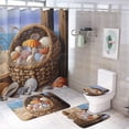 thumbnail image 1 of 4 Pcs Bathroom Shower Curtain Set,Bathroom Sets with Rugs (Bath Mat,U Shape and Toilet Lid Cover Mat), Beach Shell Bathroom Decor Set, 1 of 8