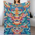 4 Pcs Bathroom Shower Curtain Set Chinese New Year Blanket Super Soft