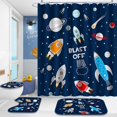 thumbnail image 1 of 4 Pcs Bathroom Shower Curtain Set,Kid's Bathroom Set,Baby Octopus Shower Curtain Sets with Rugs(Bath Mat,U Shape and Toilet Lid Cover Mat) and 12 Hooks, 1 of 7