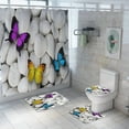thumbnail image 1 of 4 Pcs Bathroom Shower Curtain Set Shower Curtain with 12 Hooks Bathroom Sets with Rugs Machine Washable, 1 of 8