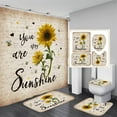 thumbnail image 1 of 4 Pcs Bathroom Shower Curtain Set,Sunflower Shower Curtain Valentine's Day Shower Curtain Sets with Rugs(Bath Mat,U Shape and Toilet Lid Cover Mat) and 12 Hooks, 1 of 8