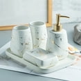 4-Pcs Bathroom Countertop Set: Ceramic Soap Dispenser, Tumblers ...