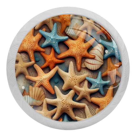 4 Pcs Beach Sea Starfish Crystal Glass Drawer Knob Pull Handle Ergonomic 30mm Glow in The Dark Furniture Cabinet Handle for Kitchen Dresser Cupboard Wardrobe