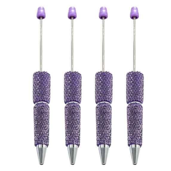 4 Pcs Beadable Ballpoint Pen Bead Pen Smooth Writing Pen 1.0mm Stationery Pen Rhinestones Pen