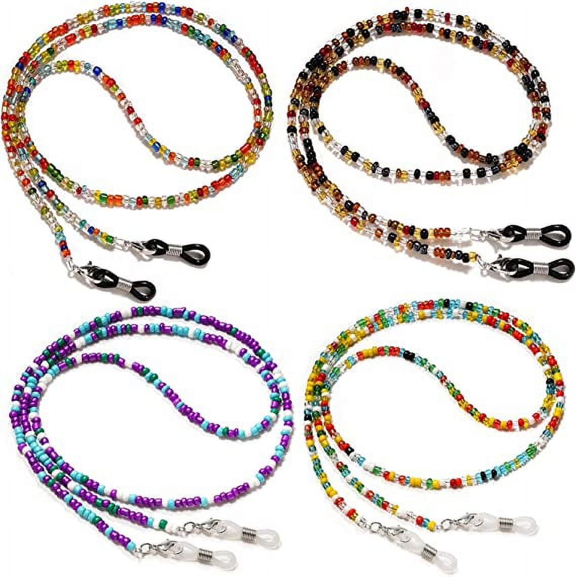 4 Pcs Beaded Eyeglass Chains for Women & Girls, Sunglass Holder Strap ...