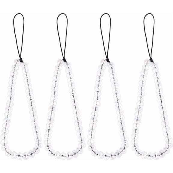 4 Pcs Beaded Mobile Phone Lanyard AB Color Faceted Glass Phone Charm Wrist Strap Bling Bead Strap Cell Phone Chain String