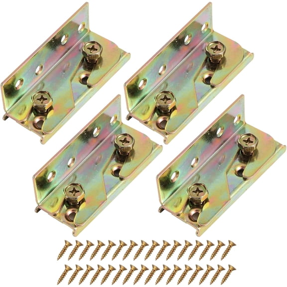 4 Pcs Bed Rail Brackets with 32 Pcs Srews, High Quality Bed Frame Brackets, Rust Proof Bed Frame Hardware for Headboards, Footboards, Wood Bed Frame