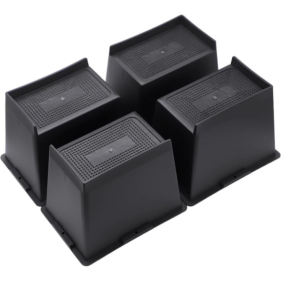 4 Pcs Bed Risers, 6 Inch Tall Heavy Duty Furniture Risers with L-Edge Design, Trapezoidal Anti-Slip Support Blocks, Plastic Square Elevator for Desk, Sofa, Chair (Black)