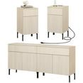 thumbnail image 1 of 4 Pcs Bedroom Set，Reeded Dresser and Nightstand Sets for Bedroom, Wooden Dresser Set with Doors, Night Stand of 2 with Charging Station, 1 of 11
