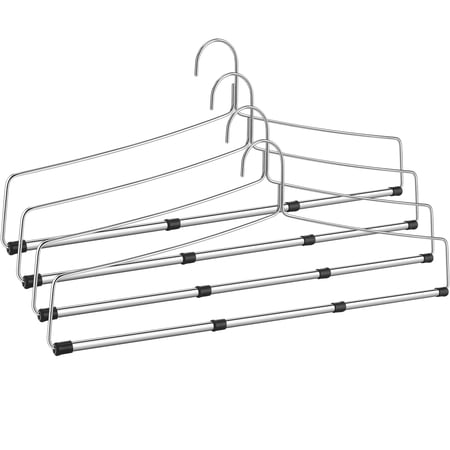 4 Pcs Bedspread Drapery Hangers 22 Inch Metal Linen Hanger Heavy Duty Blanket Tablecloth Hangers with Anti Slip Rubber Sleeve for Heavy Items, Silver