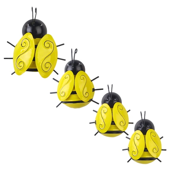 4 Pcs Garden Bee Ornament Wall Decals Home Decor Iron