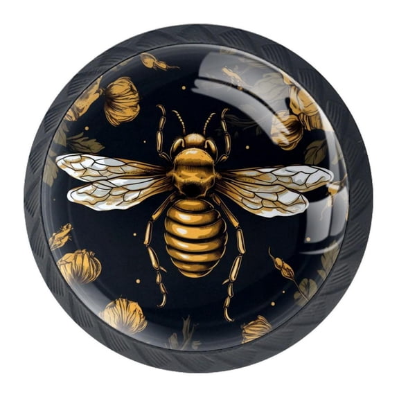 4 Pcs Bee Knobs for Kitchen Cabinet Cupboard Dresser Bookcase Drawer Pulls Handles Round Home Decor