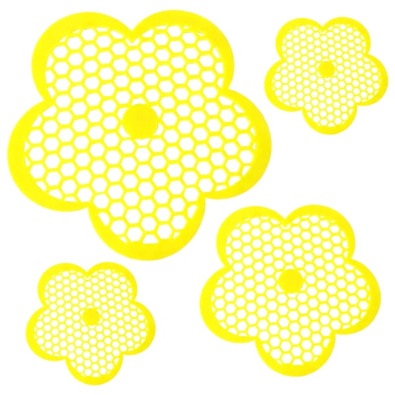 4 Pcs Bee Watering Station, 8.7 in / 22 cm Flower Floating Bee Island, Plastic Bee Bath with Honeycomb Design, Yellow Flower Floating Bee Watering Station for Bee and Butterfly