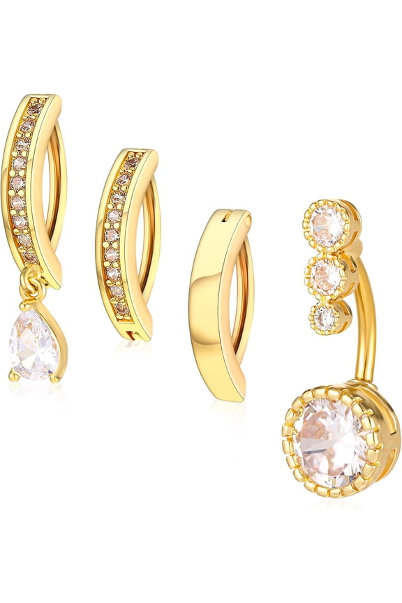 4 Pcs Belly Button Ring for Women 14G Short Opal Navel Rings Clicker Belly Button Ring Bar Piercing Surgical Steel Cute Belly CZ Reverse Navel Rings Dangle Body Belly Piercing Jewelry