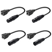 XLR to RJ45 Adapter Set, 3-Pin Male and Female XLR to Ethernet Cable Extenders for DMX512 Stage Lighting, Audio and Microphone Signal Extension 4 Pcs