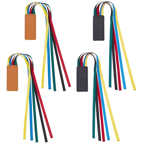 4 Pcs Bible Ribbon Bookmark Markers 2 Styles Imitation Leather Multiple Page Marker with 5 Colorful Strings for Book Lover