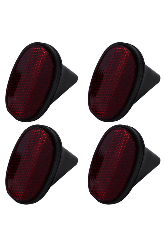 4 Pcs Bicycle Rear Tail Reflector Mudguard Oval Warnning Red Black