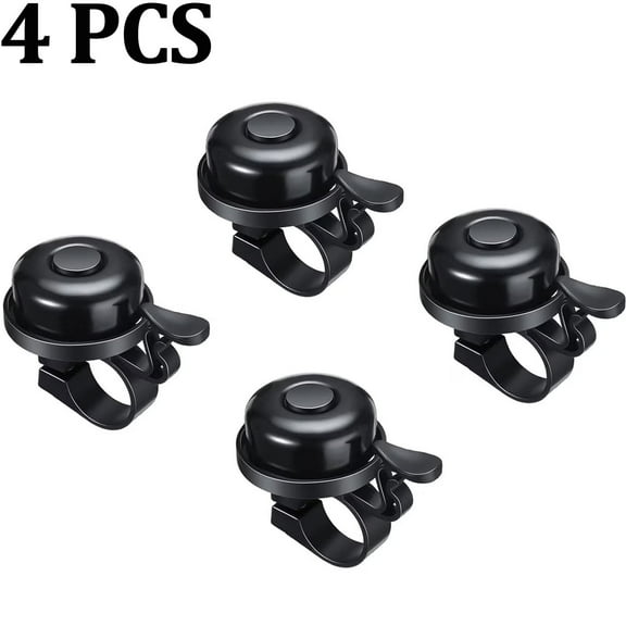 4 Pcs Bike Bell for Bike Aluminum Loud Crisp Bicycle Bell Clear Sound Mountain Bike Accessories Easy Installation for Girls Boys Adults Kids, Black