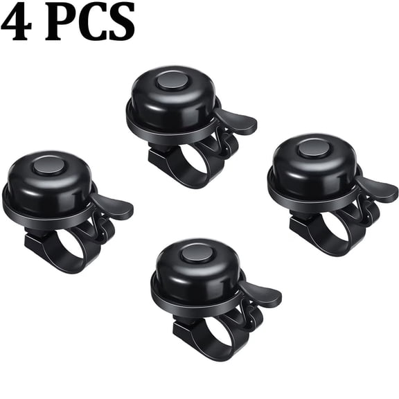 OFEFE 4 Pcs Bike Bell for Bike Aluminum Loud Crisp Bicycle Bell Clear Sound Mountain Accessories Easy Installation for Girls Boys Adults Kids,Black