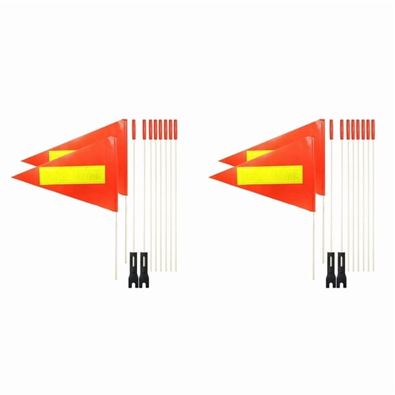 4 Pcs Bike Safety Flag with Pole, 6-Feet Adjustable Pole Polyester Tear- Waterproof Safety Flags