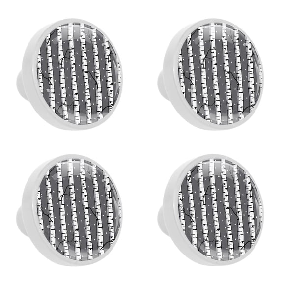 4 Pcs Birches Trees Forest Knobs for Kitchen Cabinet Cupboard Dresser Bookcase Drawer Pulls Handles Round Home Decor