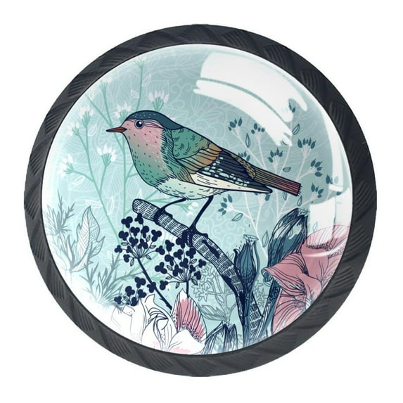 4 Pcs Bird Chinese Style Knobs for Kitchen Cabinet Cupboard Dresser Bookcase Drawer Pulls Handles Round Home Decor