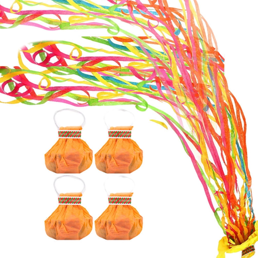 4 Pcs Biscuits Hand Throw Streamer Birthday Party Poppers Hand Throwing