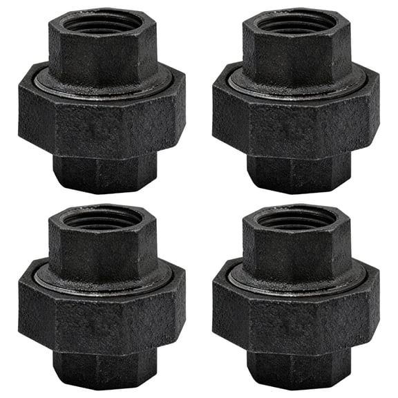 4 Pcs Black 3/4 in Cast Iron Pipe Fittings, Threaded LOFT Pipe Accessories with Female Thread, Malleable Pipe Fitting for DIY Shelf, Steampunk Decor Projects