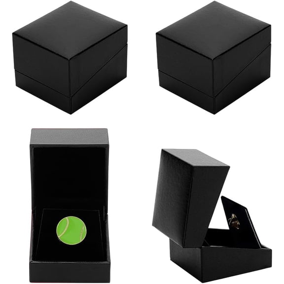 4 Pcs Black Badge Display Box 1.9x2.2x1.6Inch Paper Lapel Pin Collection Display Holder Rectangle Brooch Pin Storage Presentation Case for Badges Lapel Pins Military Coin Storage Black