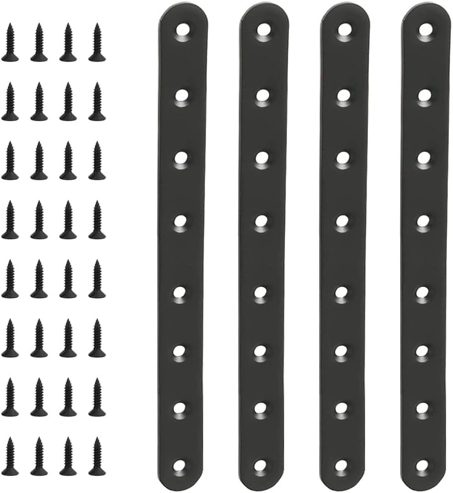 4 Pack Flat Straight Bracket Mending Plate For Wood Stainless Steel Straight Brackets 125mm / 4.9" Wood Brace With Screws