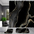 thumbnail image 1 of 4 Pcs Black Gold Marble Shower Curtain Sets with Rugs Modern Bathroom Sets with Shower Curtain and Rugs Abstract Bathroom Decor Accessories Shower Curtains for Bathroom Toilet Lid Cover, 1 of 6