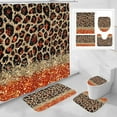 thumbnail image 1 of 4 Pcs Black Leopard Print Shower Curtain Set with Non-Slip Rugs, Toilet Lid Cover and Bath Mat, Wild Animal Skin Bathroom Decor Set with Shower Curtain and Rugs(Hooks Not Included), 1 of 6